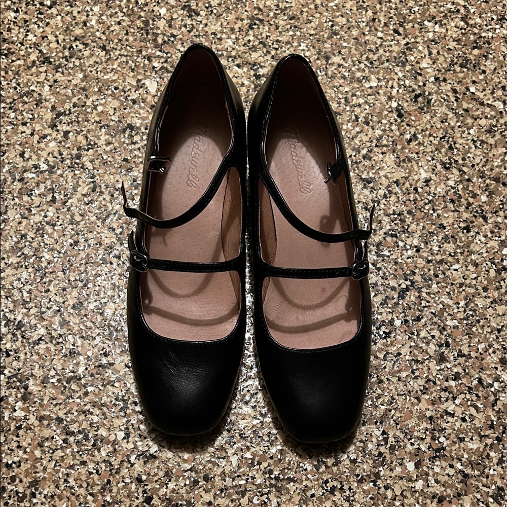 Madewell Nettie Heeled Mary Jane in Black Leather sz 7.5 Women - Picture 2 of 8